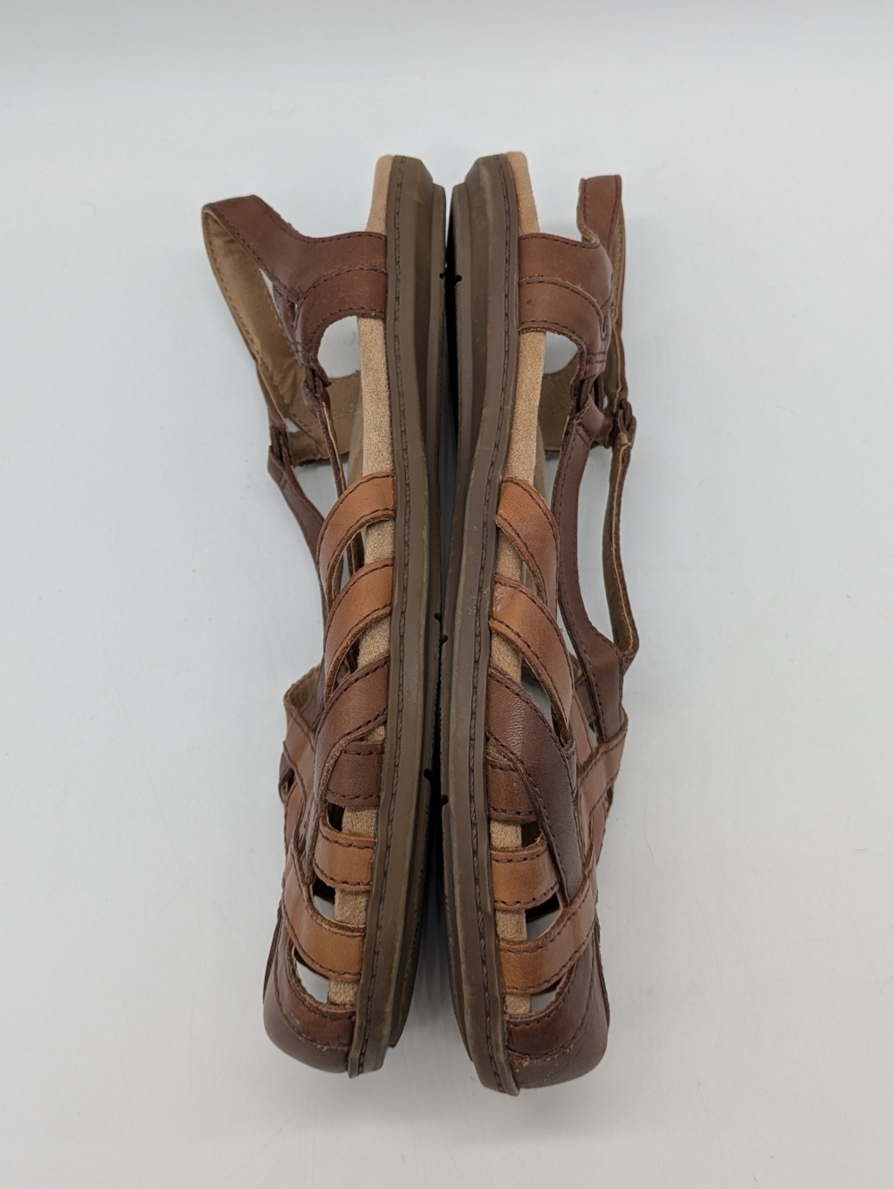 Earth Origins Belle Brielle Brown Tan Strappy Leather Sandal 7.5 - Picture 7 of 10